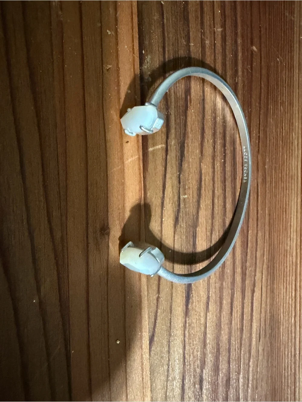 Kendra Scott Minimalist Silver Cuff Bracelet with White stone